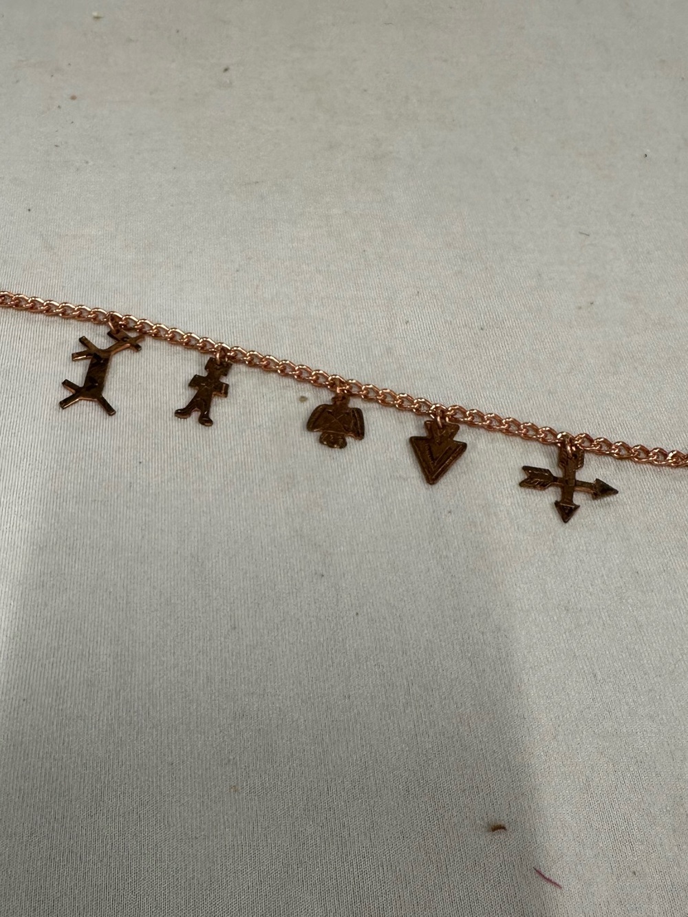 Vintage Fred Harvey Era Copper Charm Bracelet
